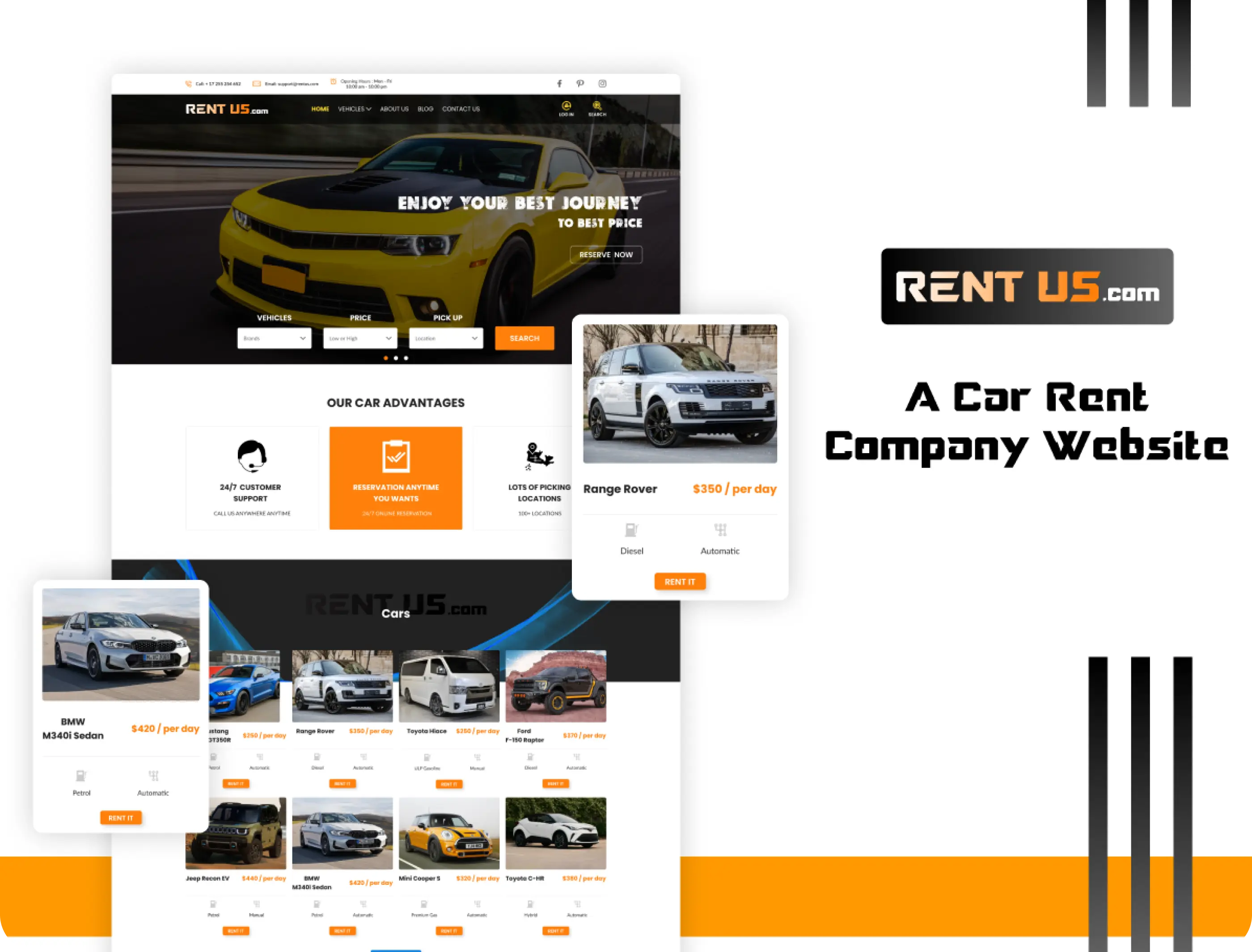 Rent Us.com - Car Rental Website UI 